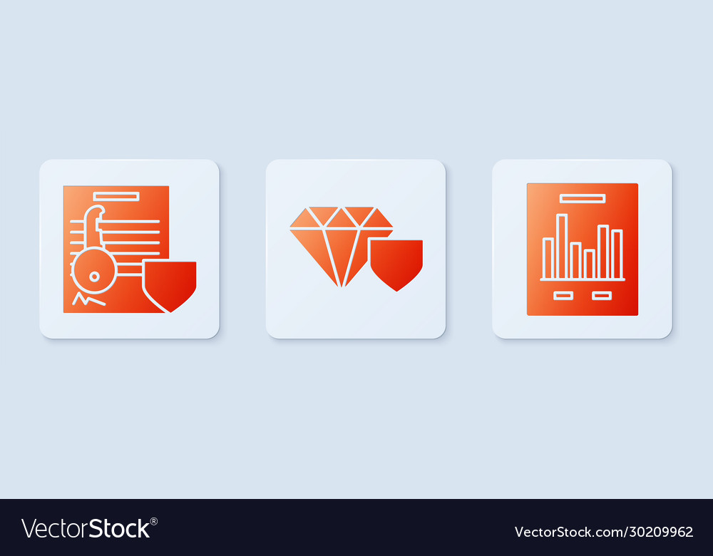 Set diamond with shield document key vector image Set diamond with shield document key