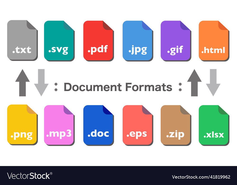 Set of document file formats icons