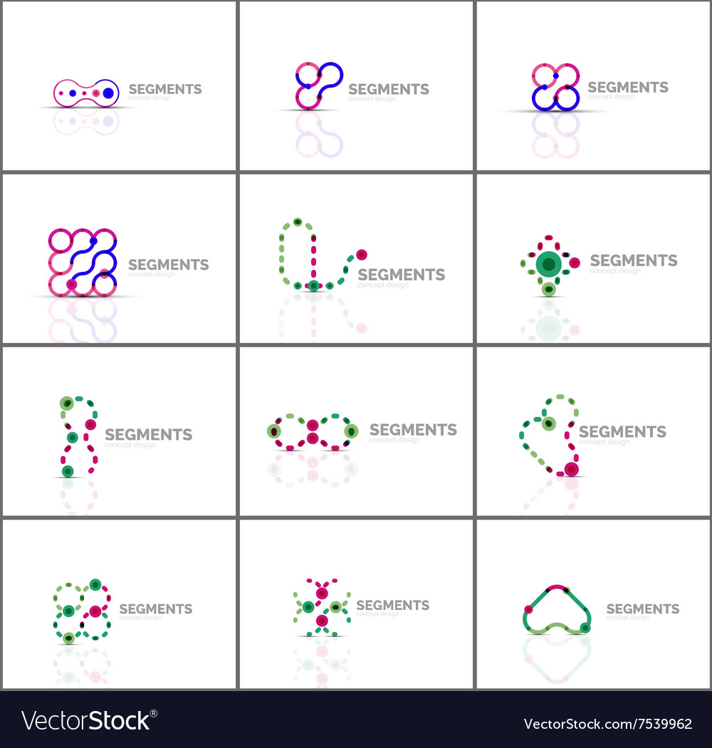 Set of linear abstract logos and swirl shapes