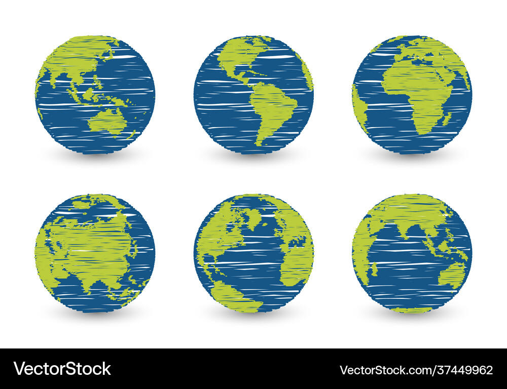 Set Planet Earth Globe World Maps Royalty Free Vector Image