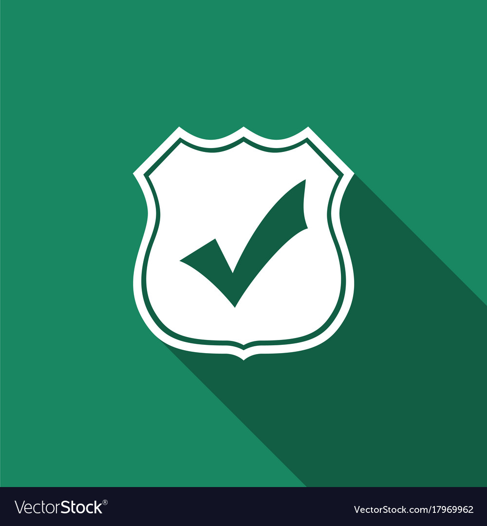 Shield with check mark icon isolated