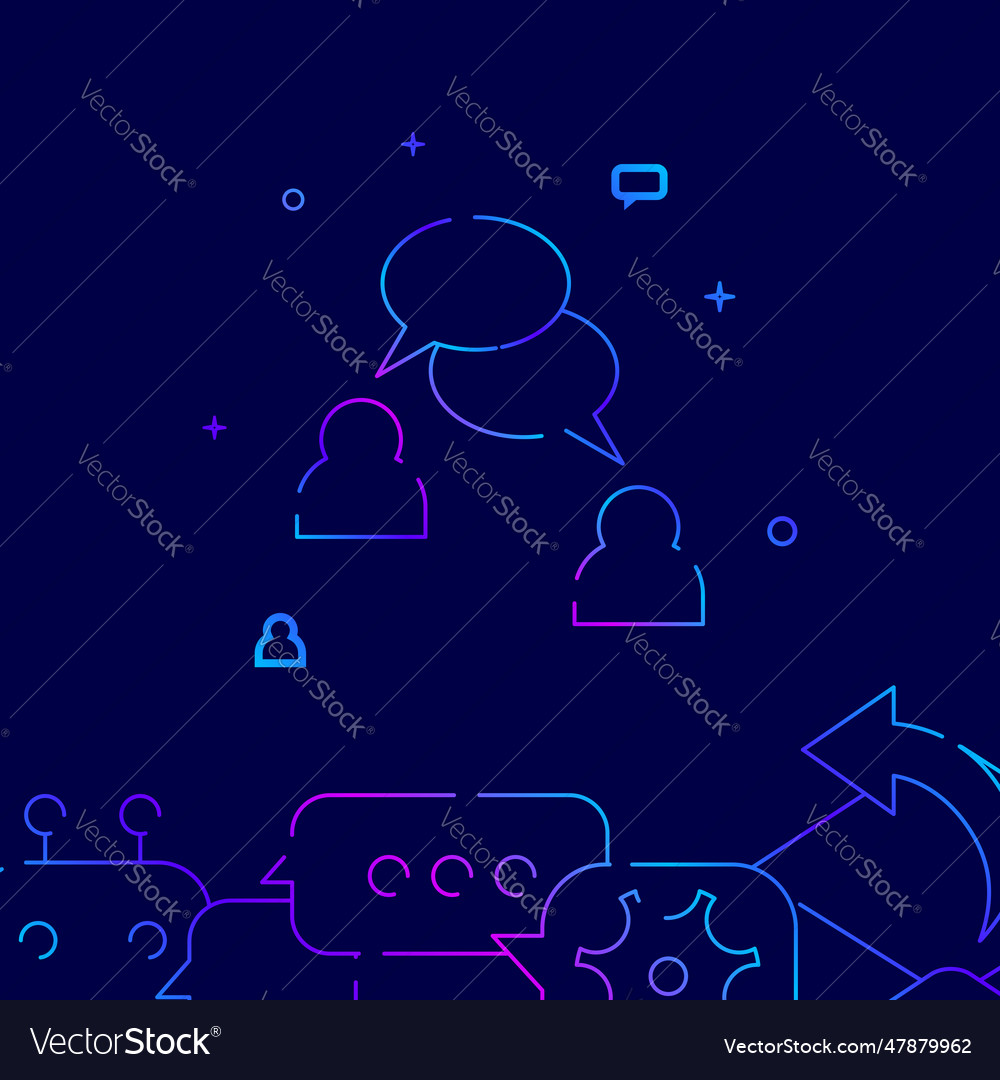 Two users talking gradient line icon vector image Two users talking gradient line icon