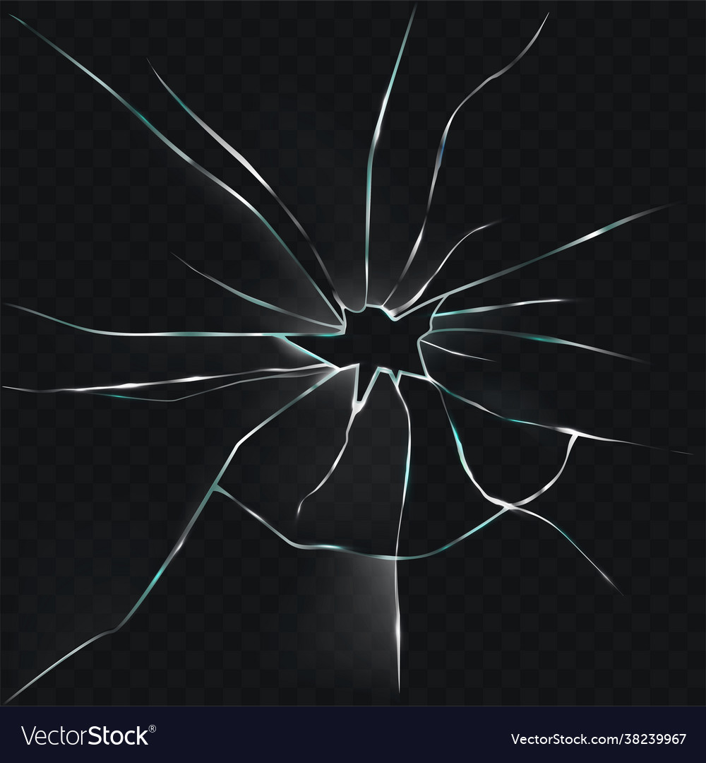 A broken cracked glass with hole