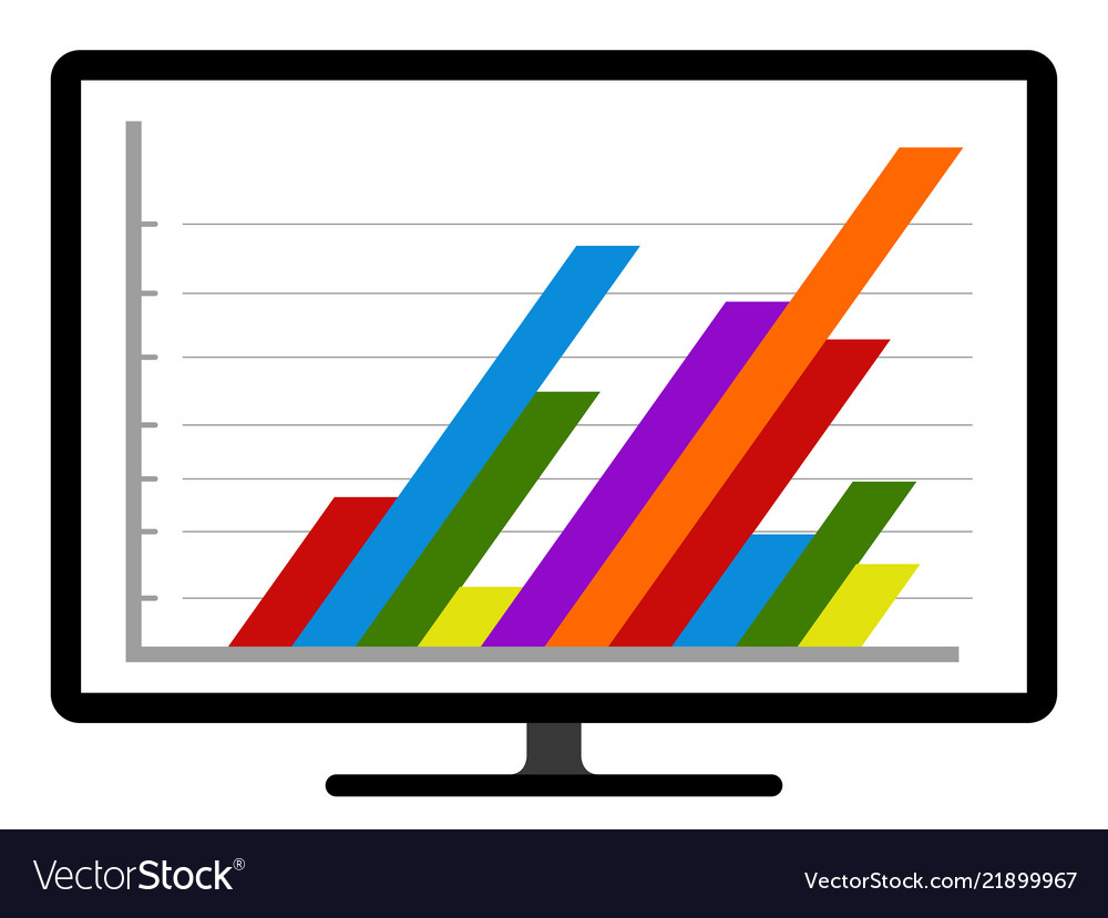 Colored business graph on a computer screen Vector Image Colored business graph on a computer screen