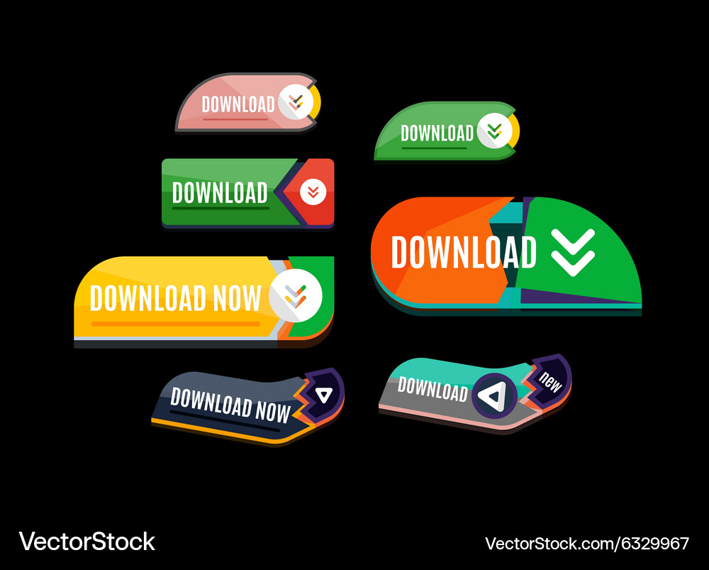 Colorful download web button modern flat design Vector Image