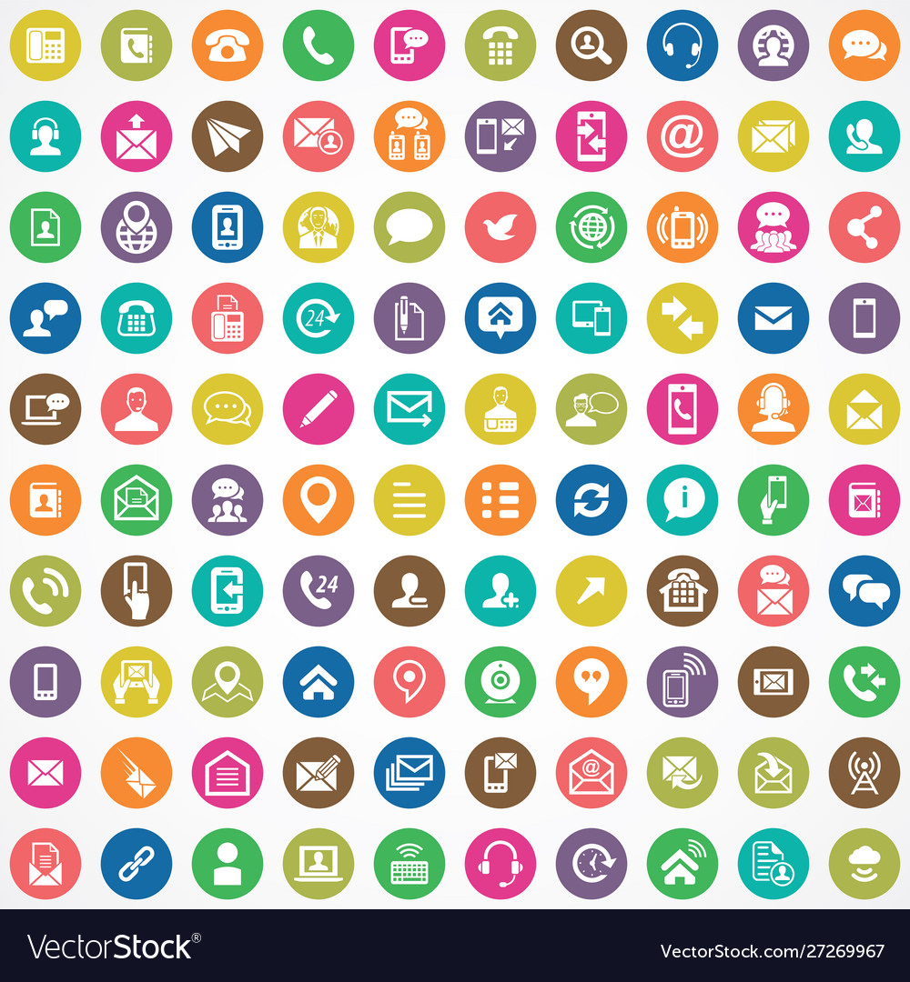 Contact us 100 icons universal set for web and ui