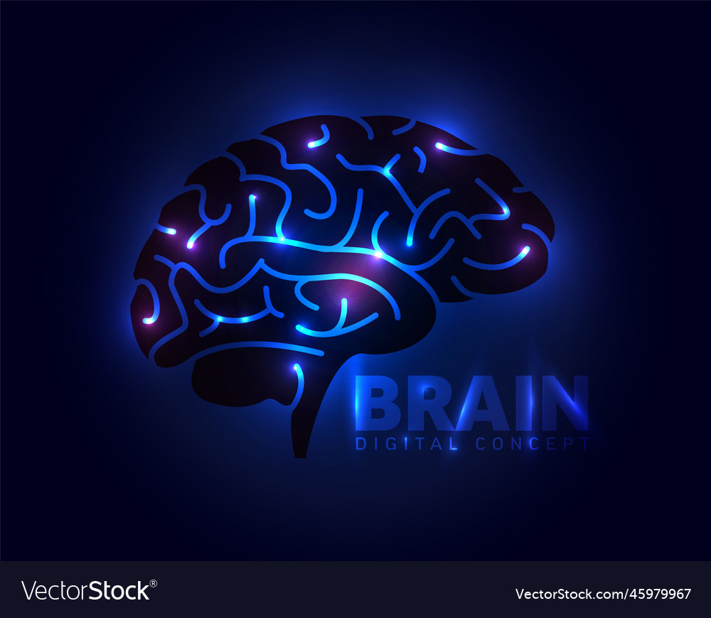 Digital brain concept template for artificial vector image Digital brain concept template for artificial