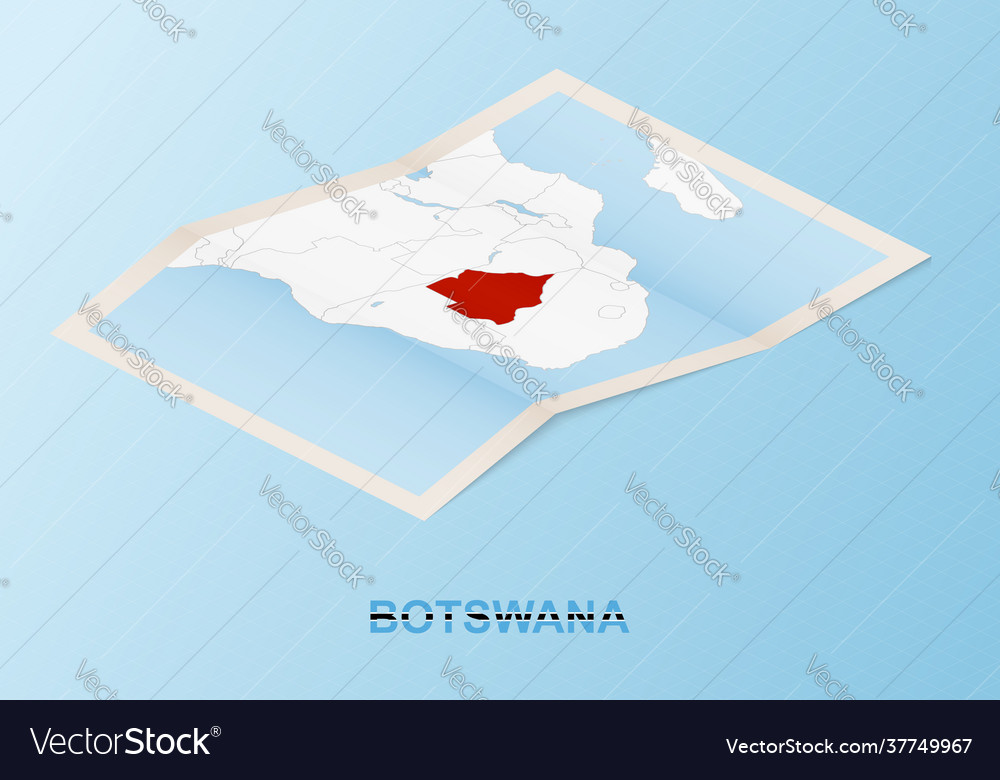 Folded paper map botswana with neighboring
