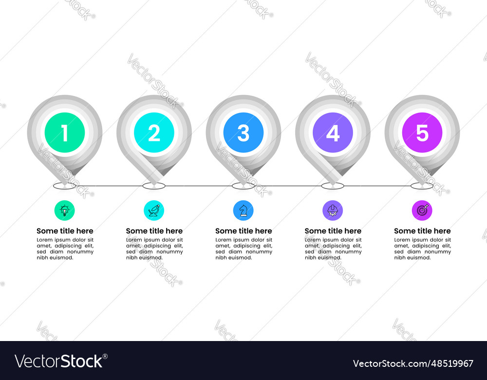 Infographic template pointers in line with 5 steps