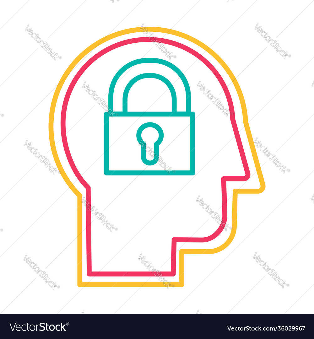 Introvert personality thin line flat icon vector image Introvert personality thin line flat icon
