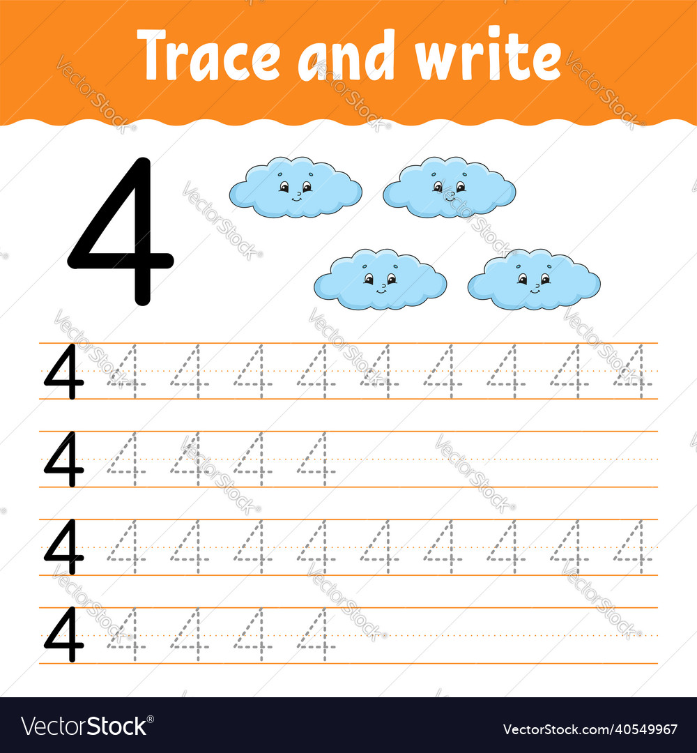 Learn numbers trace and write handwriting Vector Image Learn numbers trace and write handwriting