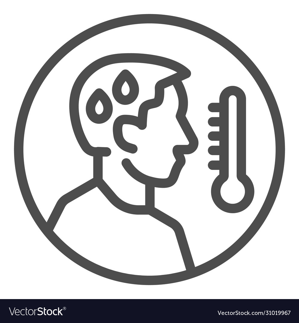 Man avatar with fever line icon person cold Vector Image