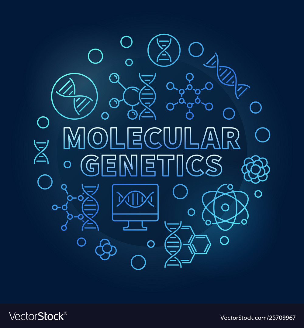 Molecular genetics blue circular outline