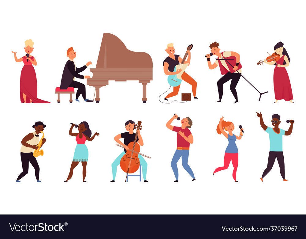 Musician and singers people singing rocker Vector Image