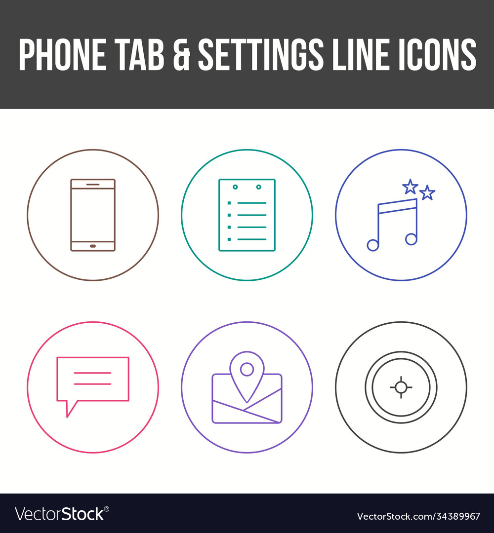 Phone tab and settings icon set