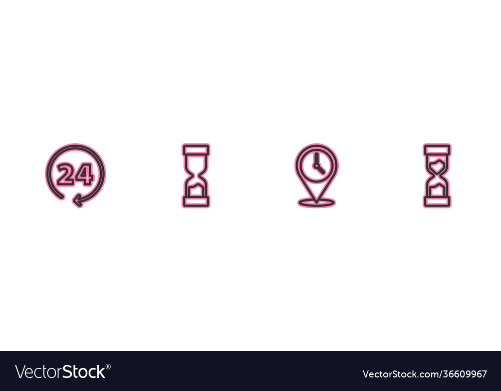 Set line clock 24 hours location with old Vector Image Set line clock 24 hours location with old