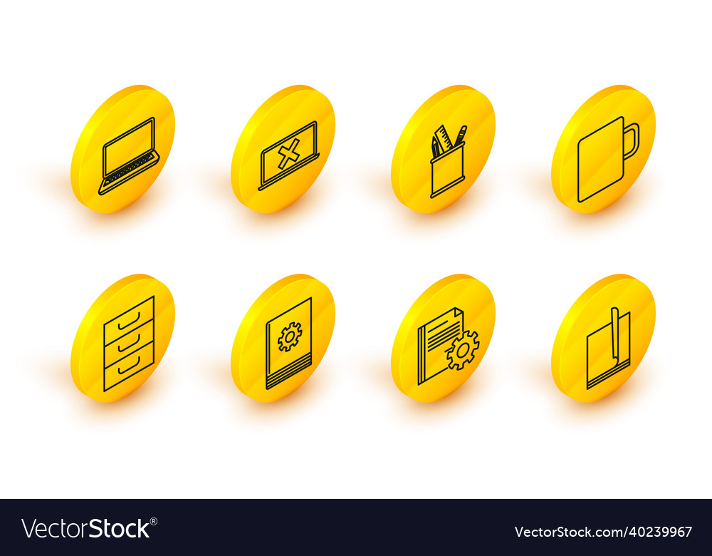 Set line file document settings vector image Set line file document settings