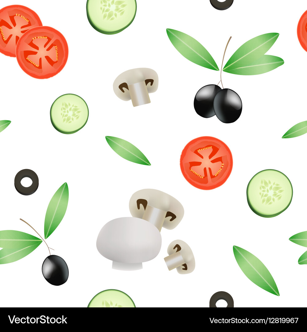 Vegetable seamless pattern with tomato cucumber Vector Image