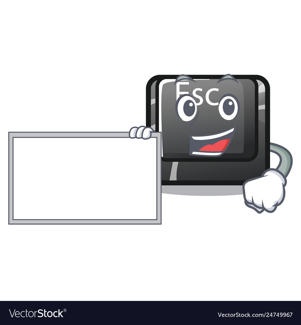 With board cartoon esc button attached to computer