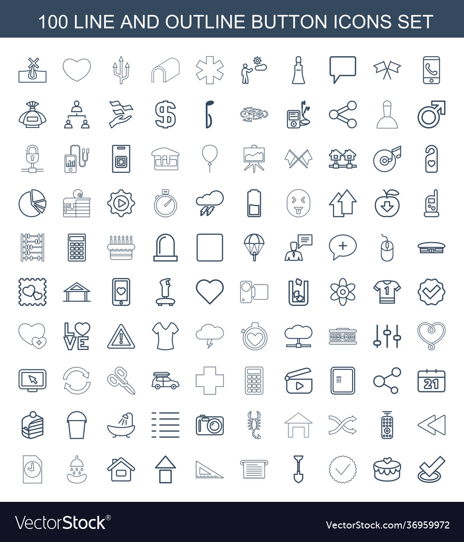 100 button icons