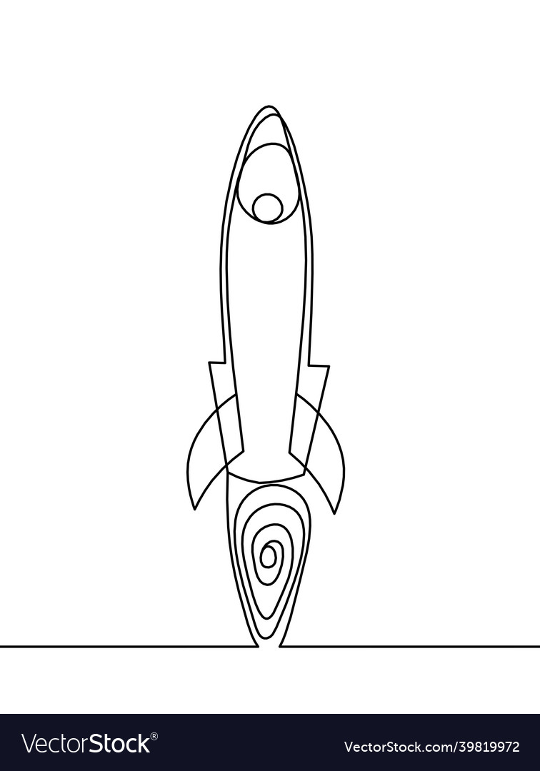 Abstract rocket as continuous line drawing Vector Image Abstract rocket as continuous line drawing