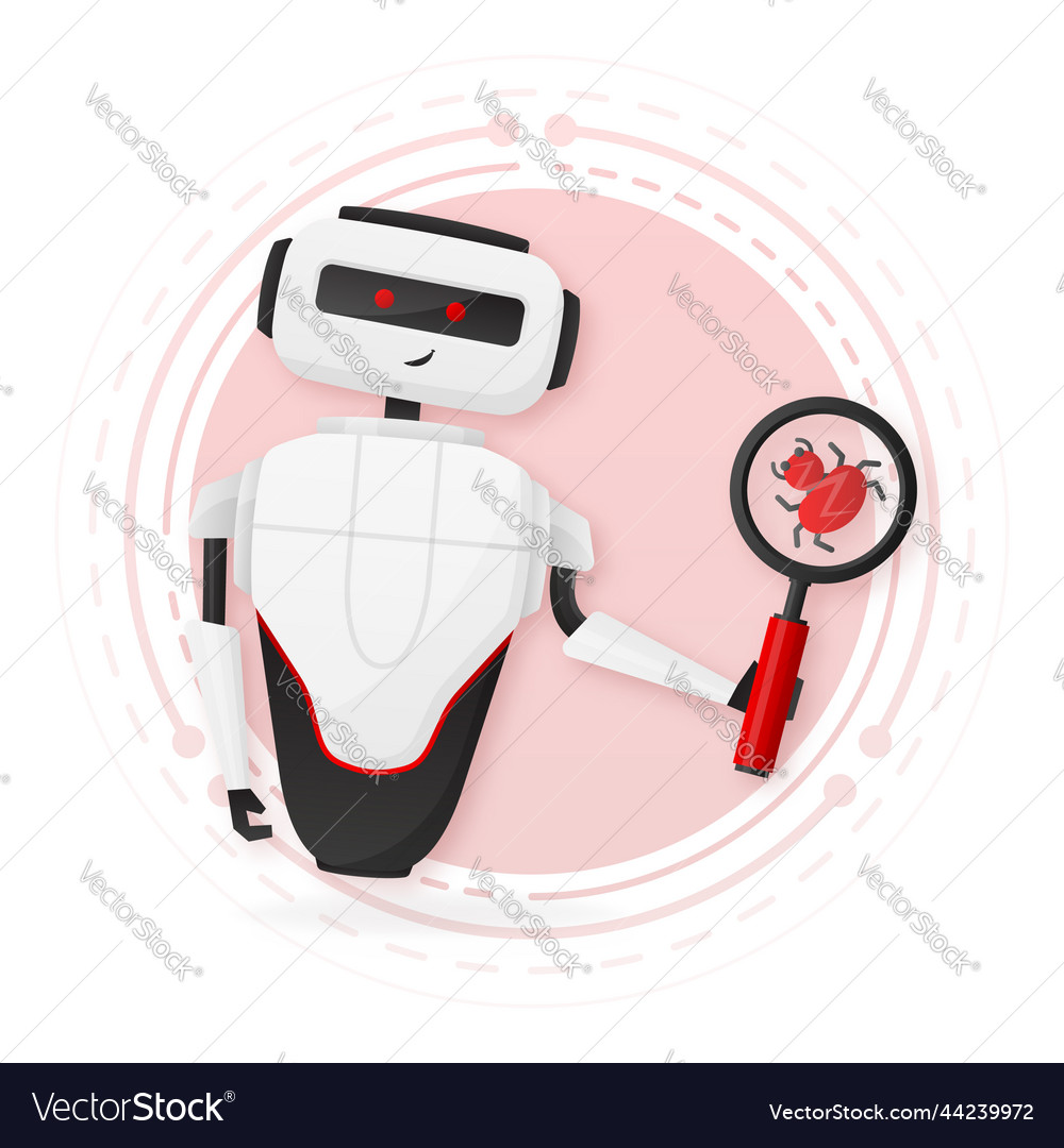 Bot fixing bug error the device is protected from vector image Bot fixing bug error the device is protected from