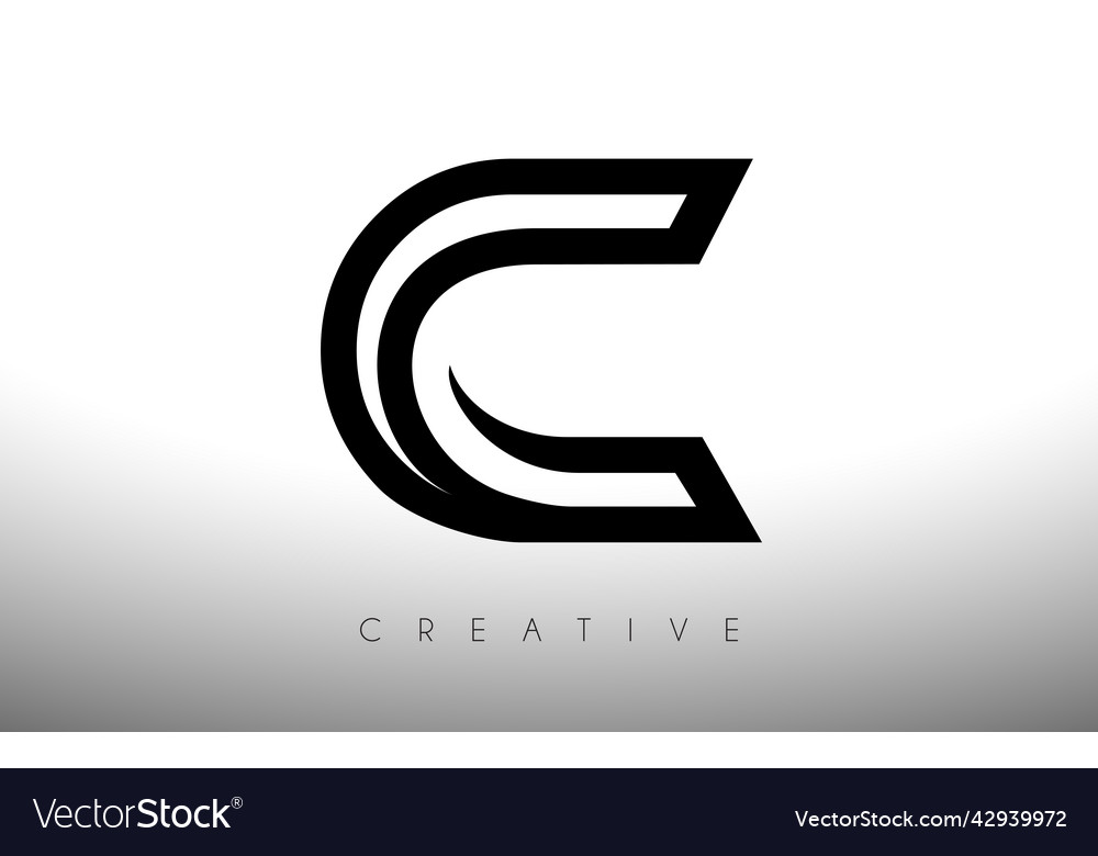 C letter logo with swoosh creative lines Vector Image