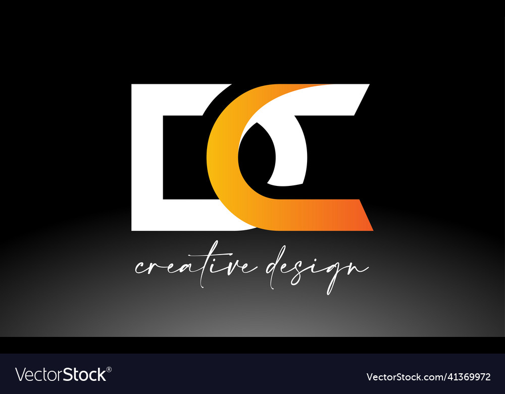 Dc letter logo with white golden colors Royalty Free Vector