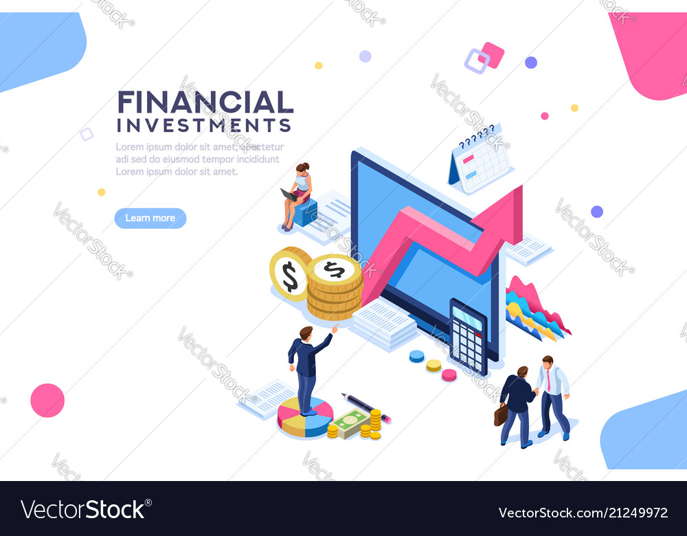 Financial flat isometric infographic Royalty Free Vector