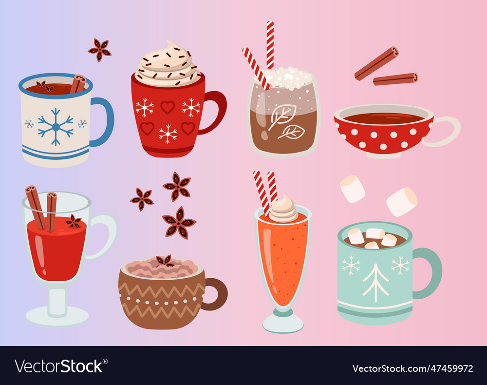 Funny happy characters of morning food set Vector Image