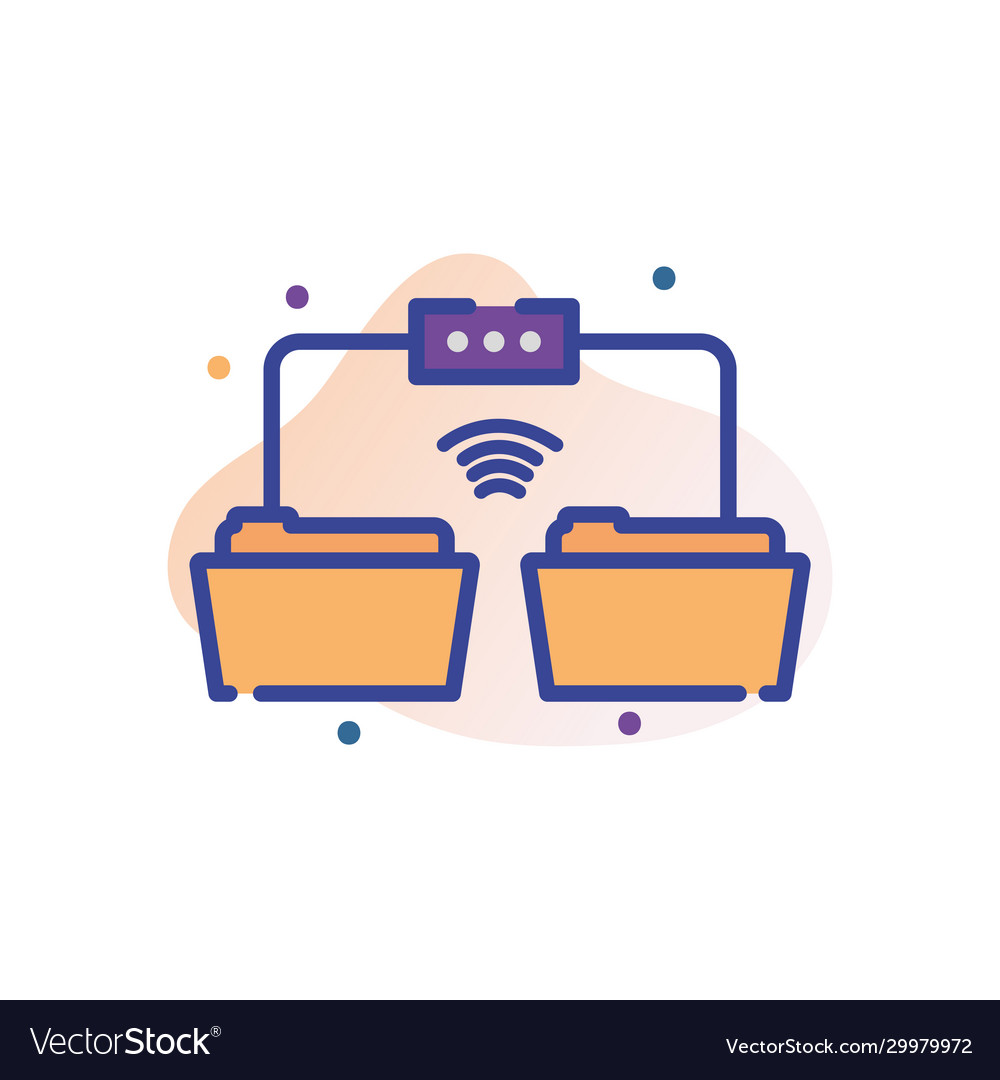 Isolated files and wifi line fill block style icon vector image Isolated files and wifi line fill block style icon
