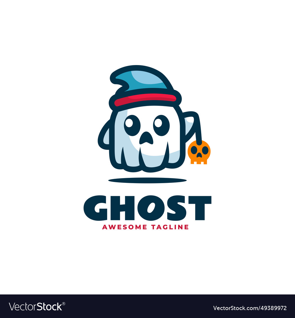 Logo ghost mascot cartoon style Royalty Free Vector Image