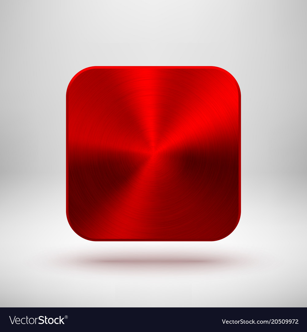 Red app icon template with metal texture Vector Image