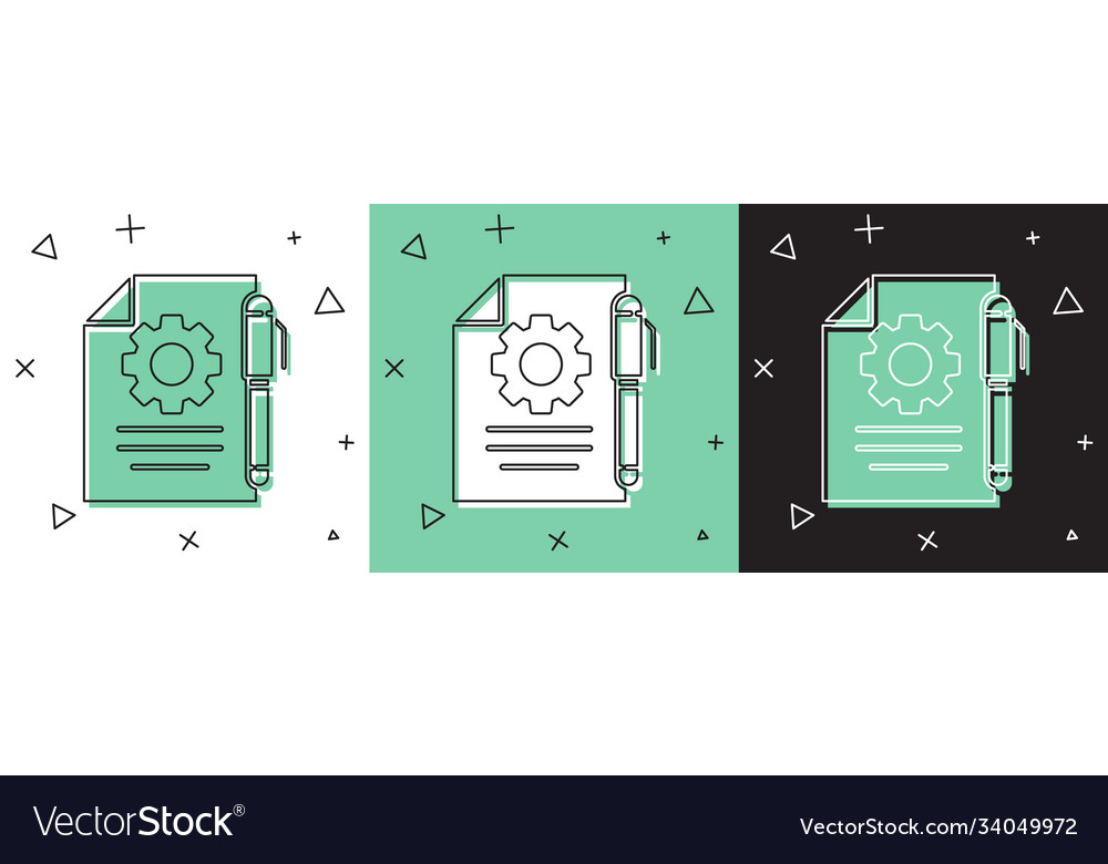 Set document settings with gears icon isolated vector image Set document settings with gears icon isolated