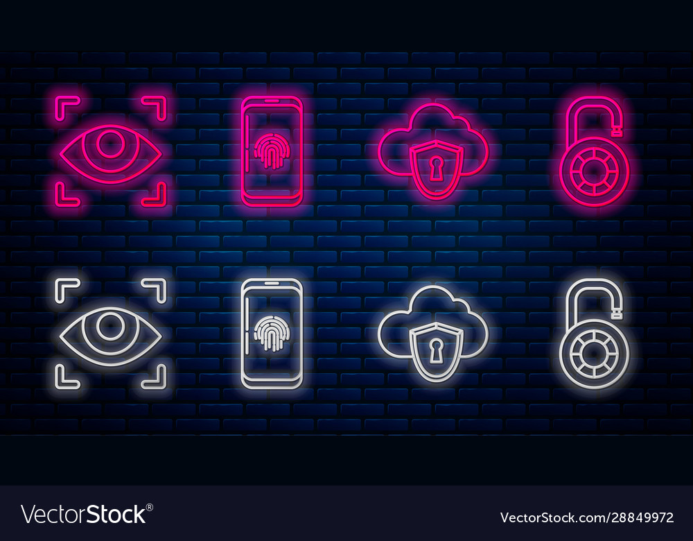 Set line smartphone with fingerprint scanner vector image Set line smartphone with fingerprint scanner