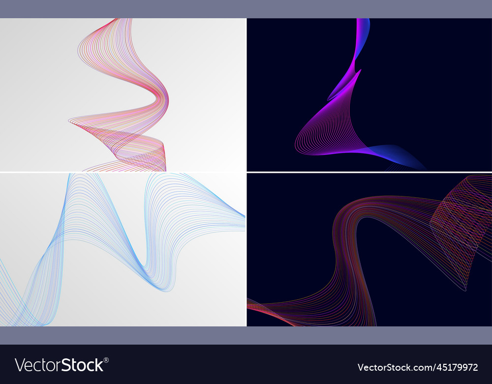 Set of 4 geometric wave pattern backgrounds