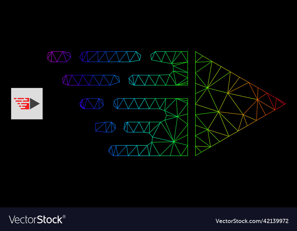 Spectrum gradient polygonal net motion icon vector image Spectrum gradient polygonal net motion icon