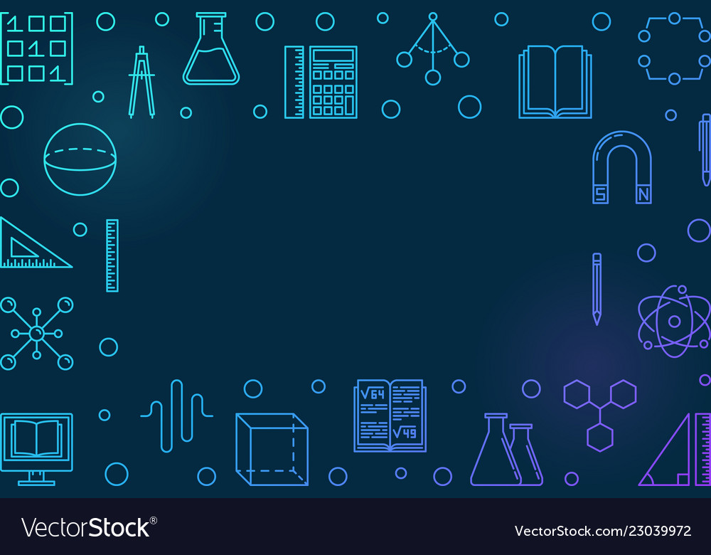 Stem learning blue horizontal frame Royalty Free Vector