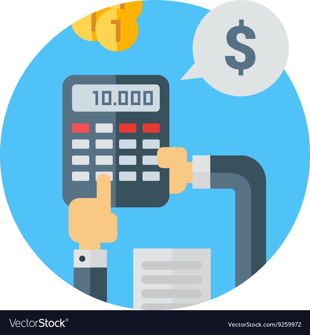 Top View Of Hands Holding Calculator Counting Vector Image