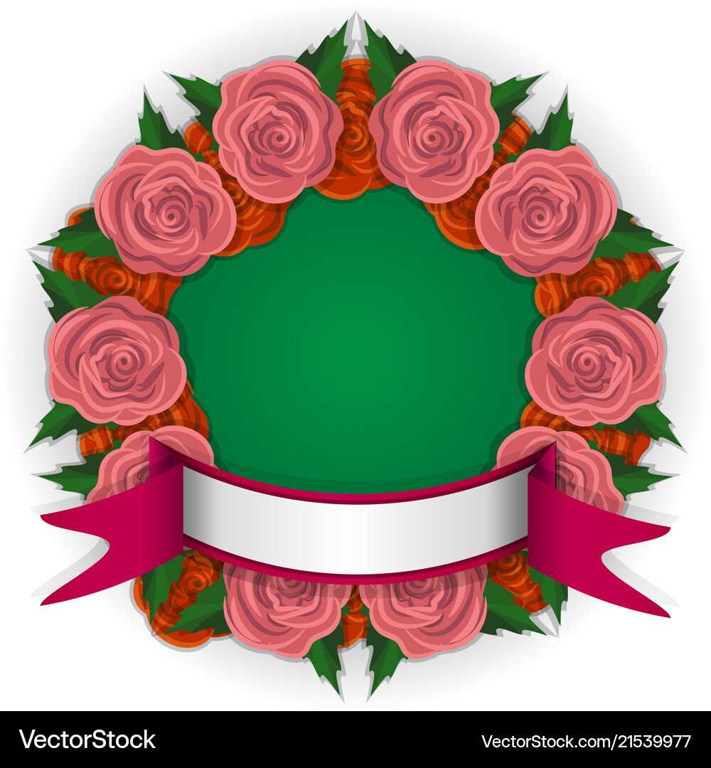 2 round frame red roses Royalty Free Vector Image