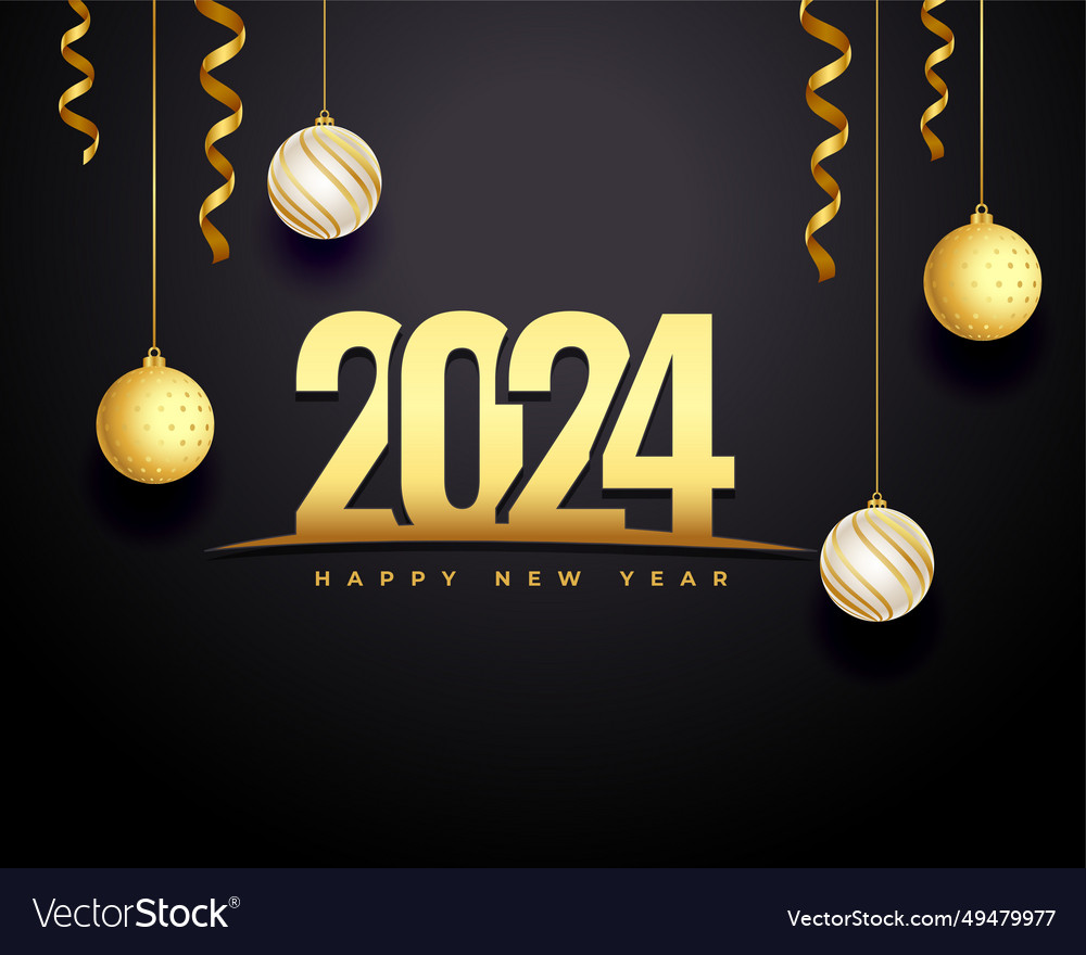 2024 new year eve dark background with xmas Vector Image