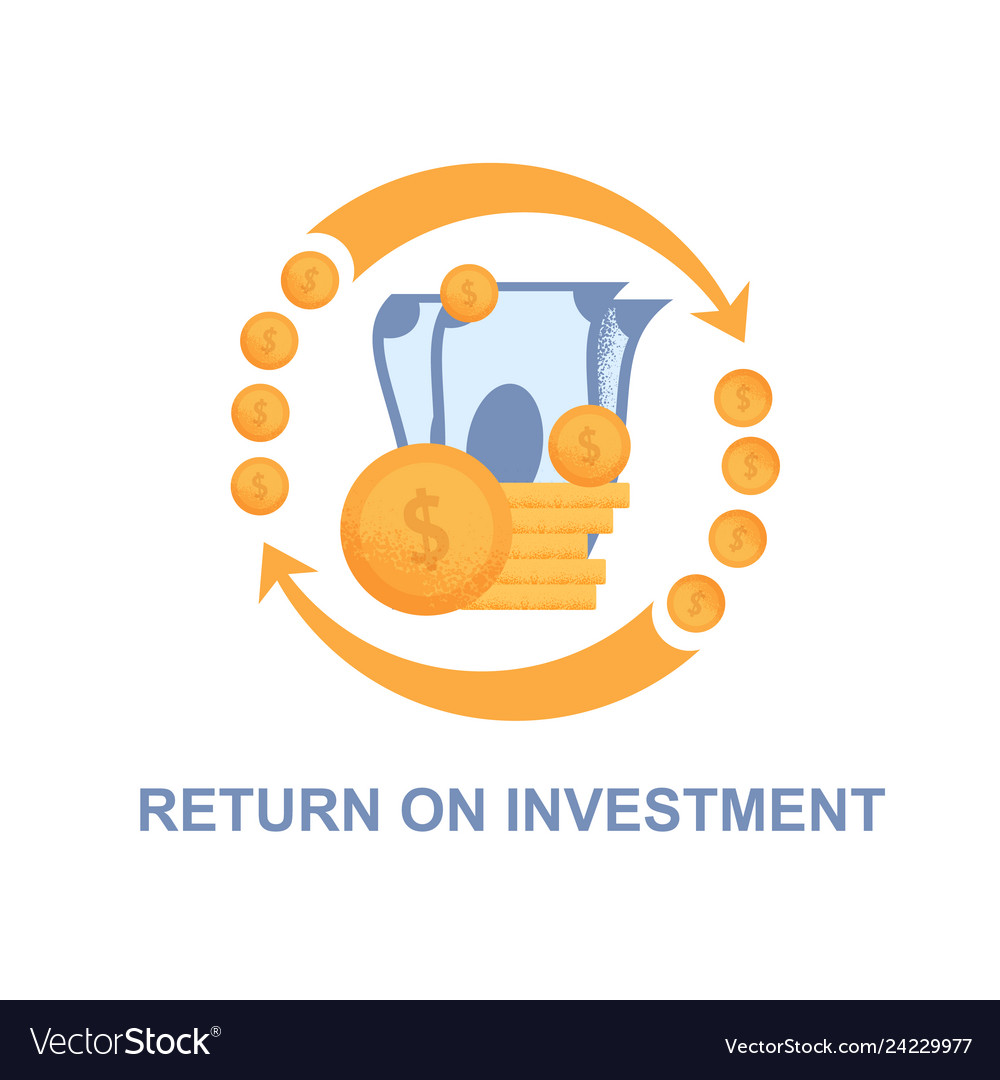 Flat banner return on investment white background