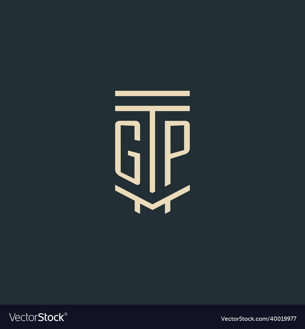 Gp initial monogram with simple line art pillar Vector Image Gp initial monogram with simple line art pillar