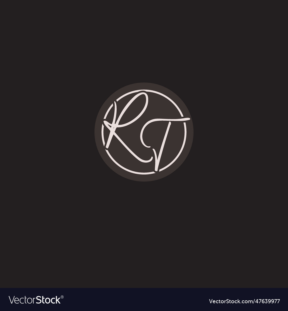 Initials rt logo monogram with simple circle line