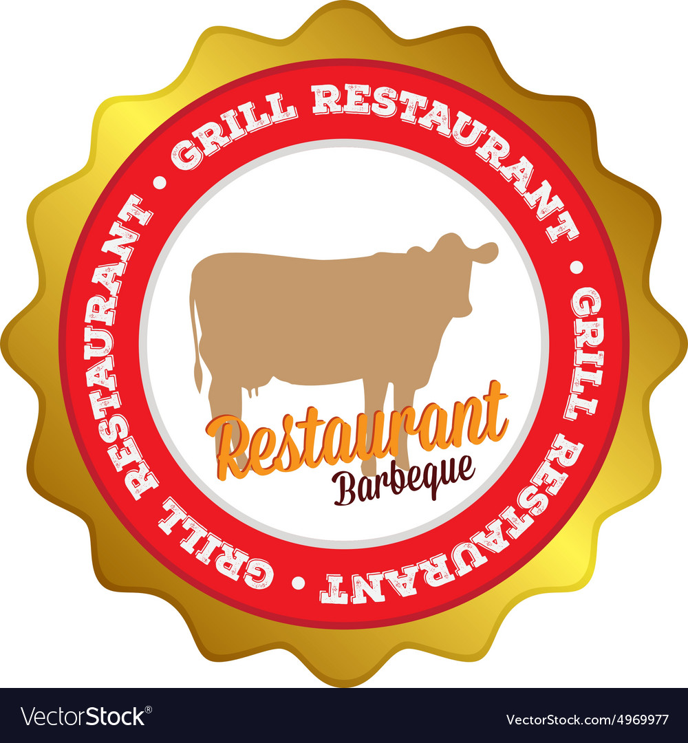Isolated label with text and barbecue elements