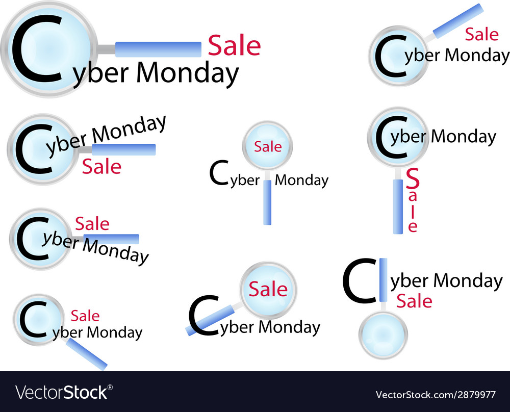 Magnifying glass looking for cyber monday