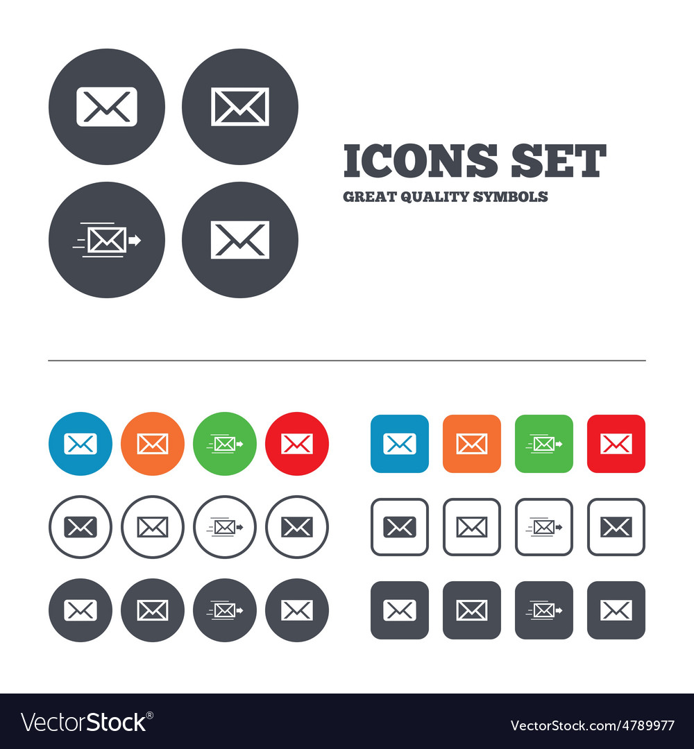 Mail envelope icons message symbols
