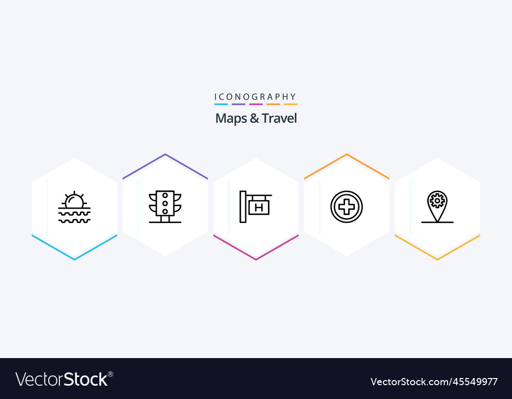 Maps and travel 25 line icon pack including Vector Image