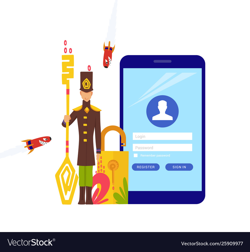 Mobile security app on smartphone screen user vector image Mobile security app on smartphone screen user