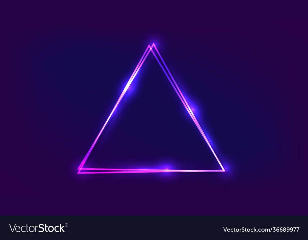 Neon double triangular frame with shining effects vector image Neon double triangular frame with shining effects